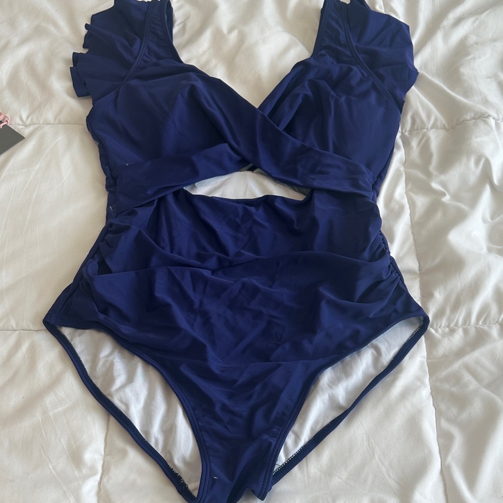 Amazon Women One Piece Swimsuit Navy Blue